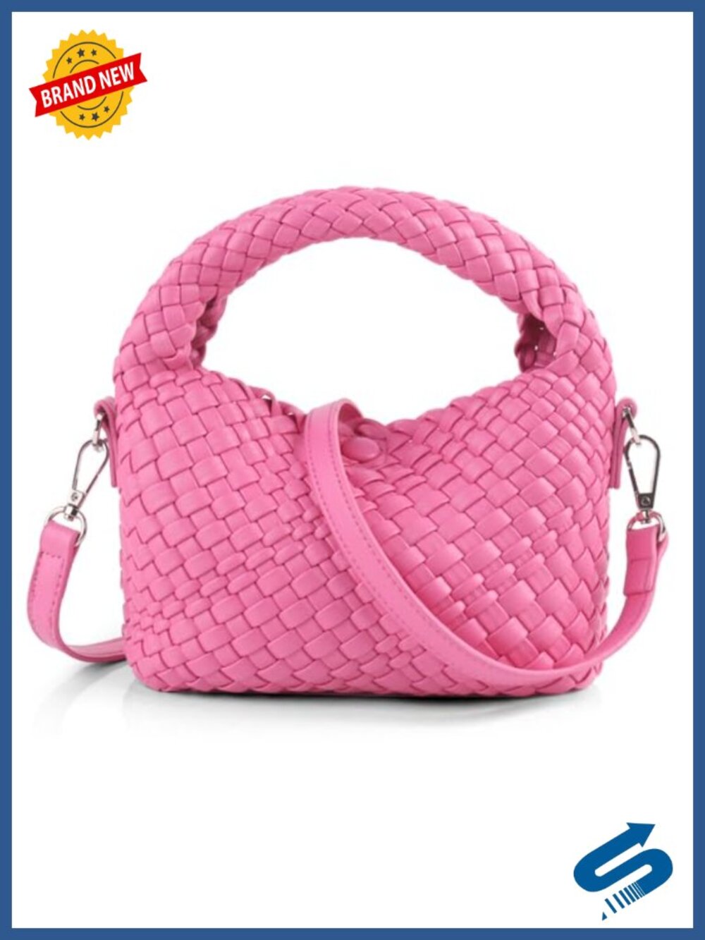Small Woven PU Leather Crossbody Bag with Top Handle